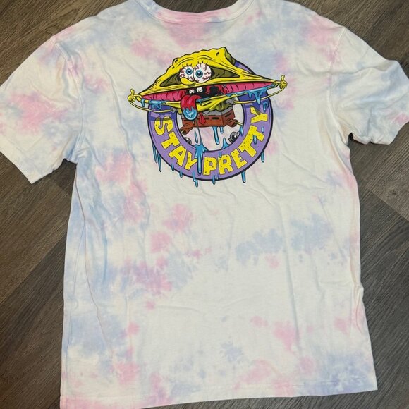 Men's Tie-Dye Spongebob Stay Pretty Divided Medium Short Sleeve Graphic T-Shirt - Picture 1 of 5